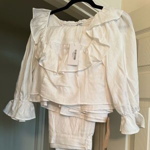 Reformation Edgewater Linen Top